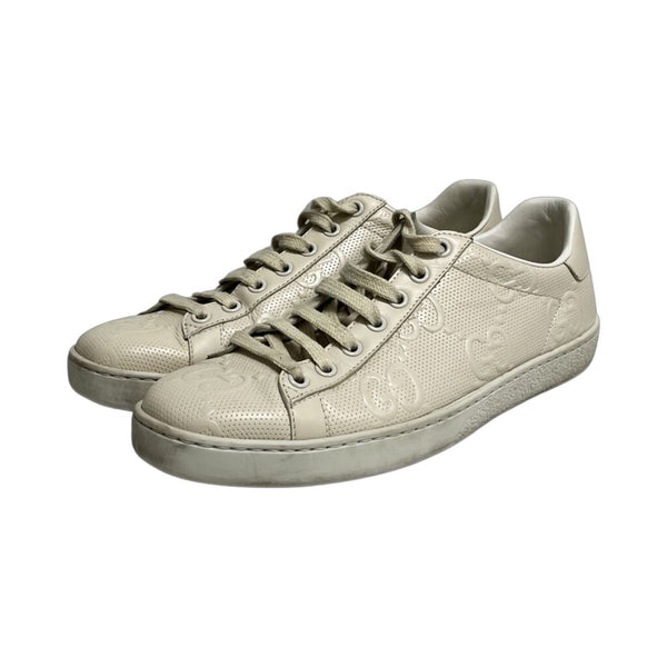 Gucci "Ace GG Embossed Low-Top" Sneakers - Size 37.5