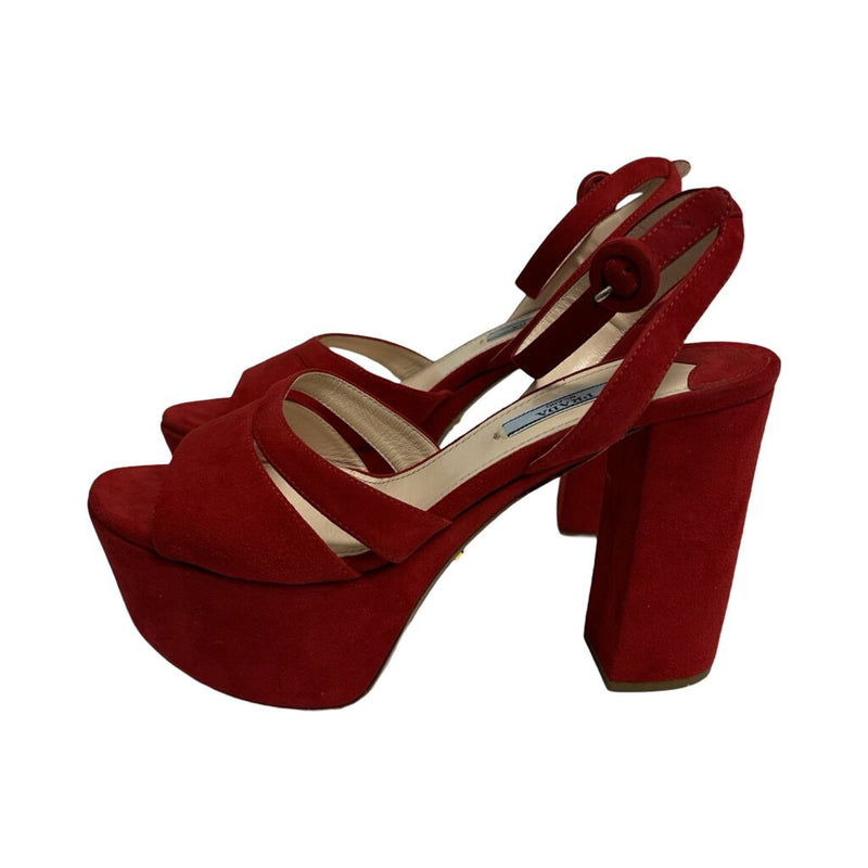 Prada Suede Platform Sandals - Size 38.5