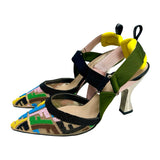 Fendi 85mm Colibri Beaded Slingbacks - Size 37