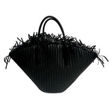Michael Kors Collection "Sardinia Large Hand-Woven Leather Basket Tote Bag"