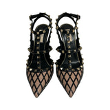 Valentino "Calfskin Nappa Boudoir Rockstud Caged Pumps" - Size 40