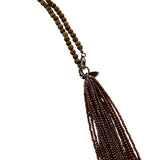Brunello Cucinelli Wood Mala Beaded Tassel Necklace