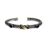 David Yurman Amethyst "X Cable Station" Cuff Bracelet
