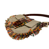 Fendi Vintage Canvas & Straw "Baguette" Bag