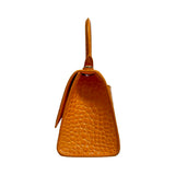 Balenciaga "Small Hourglass Crocodile Embossed Top Handle Bag"