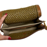 Tod's Raffia T-Logo Shoulder Bag