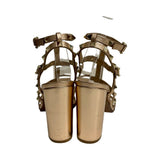 Valentino "Rockstud" Metallic Block Heel Sandals - Size 37.5