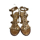 Valentino "Rockstud" Metallic Block Heel Sandals - Size 37.5