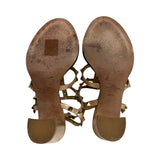 Valentino "Rockstud" Metallic Block Heel Sandals - Size 37.5