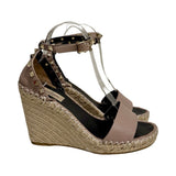 Valentino "Rockstud Double Espadille Wedge Sandals" - Size 38