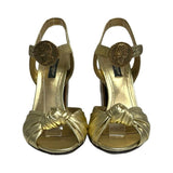 Dolce & Gabbana "Gold Roman Coin Heel Sandals" - Size 36