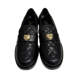 Chanel "Quilted CC Heart Turnlock Loafer" - Size 38.5