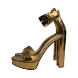 Gianvito Rossi Metallic Leather Platform Heels - Size 38.5