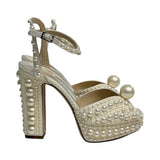 Jimmy Choo Pearl-Embellished Platform Sandals - Size 36