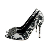 Manolo Blahnik "Hangisi" Printed Satin Pumps - Size 39.5