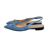 Gucci "GG Canvas Horsebit Slingback" Flats - Size 36.5