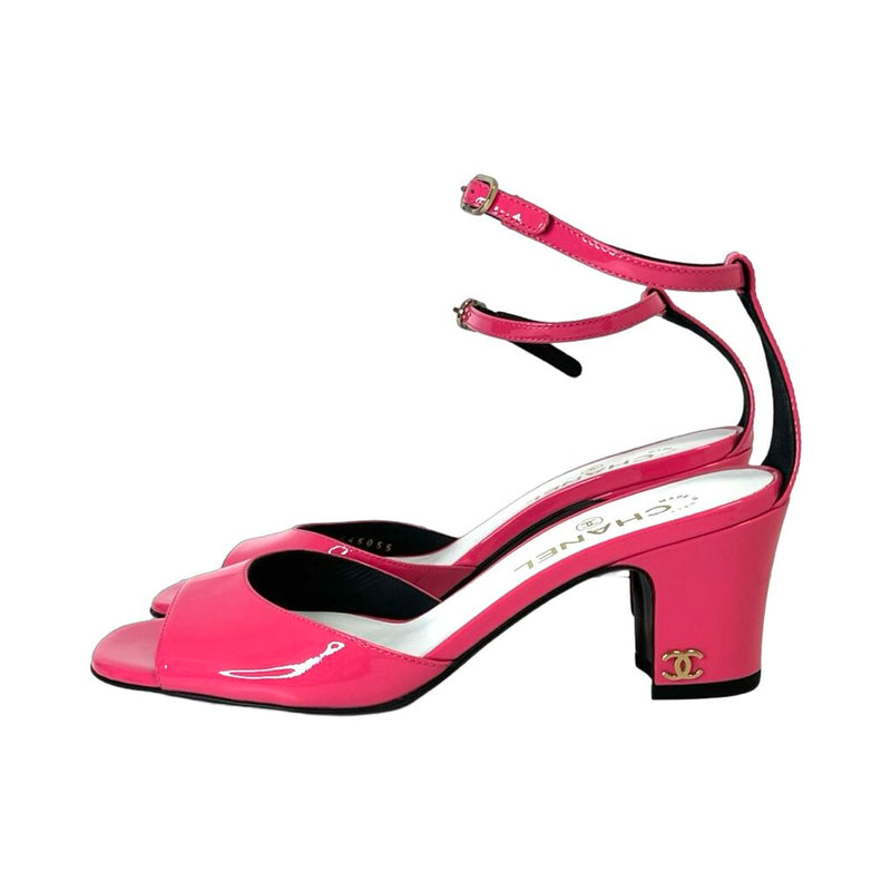Chanel Patent Ankle Strap Heels - Size 38