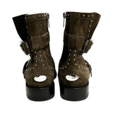 Jimmy Choo Suede Studded "Moto" Booties - Size 38