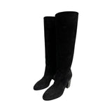 Chanel Black Suede Boots - Size 38.5