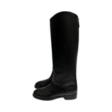 Chanel Black Leather Back Zip Boots - Size 39