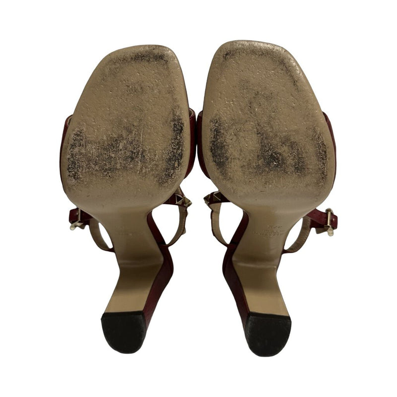 Valentino Burgundy Rockstud Heels - Size 37.5