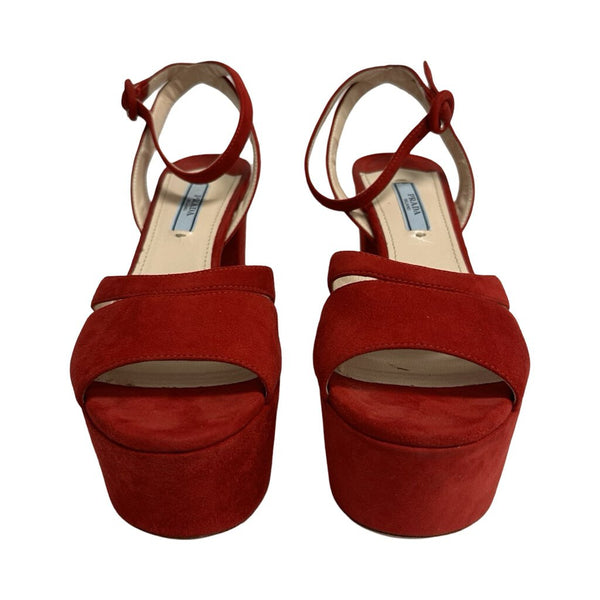Prada Suede Platform Sandals - Size 38.5
