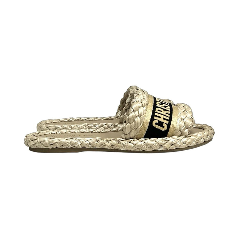 Christian Dior "Jute Dway" Straw Slides - Size 36