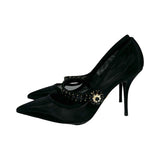 Dolce & Gabbana "Crystal-Embellished Strap Cardinale Pumps 90" - Size 37.5