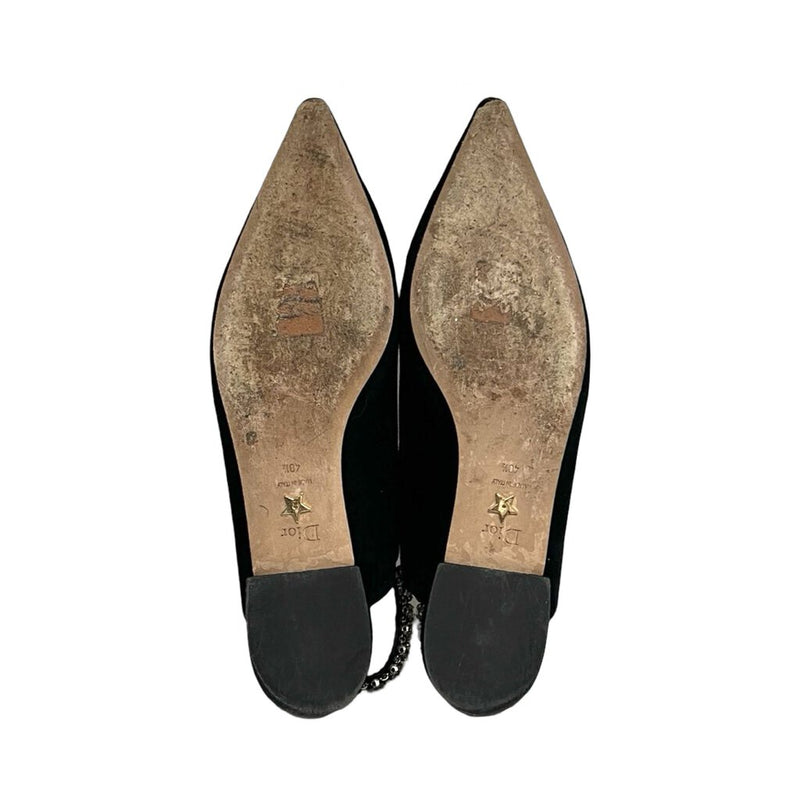 Christian Dior Suede Jeweled Slingbacks - Size 40.5