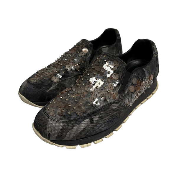 Prada Camo Sequin Sneakers - Size 37