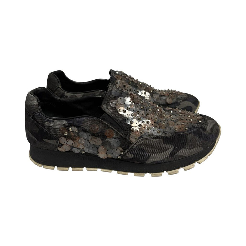 Prada Camo Sequin Sneakers - Size 37