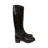 Prada Croc-embossed Knee Boots - Size 38