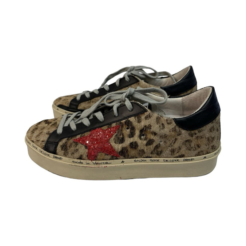 Golden Goose Leopard Print "Hi-Star" Sneakers - Size 38