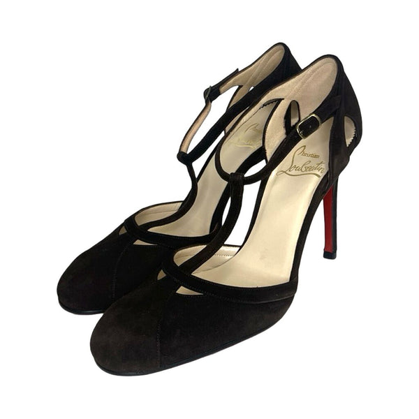 Christian Louboutin Suede Mary Jane Heels - Size 38