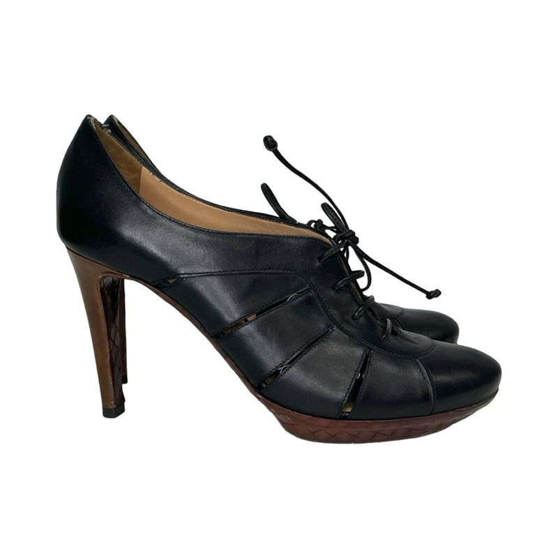 Bottega Veneta Leather Lace-Up Heels - Size 39.5