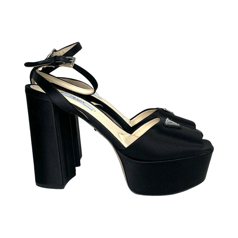 Prada Black Satin Heels - Size 37.5