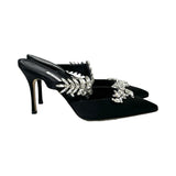 Manolo Blahnik Black "Lurum Crystal-Embellished Mules" - Size 37.5