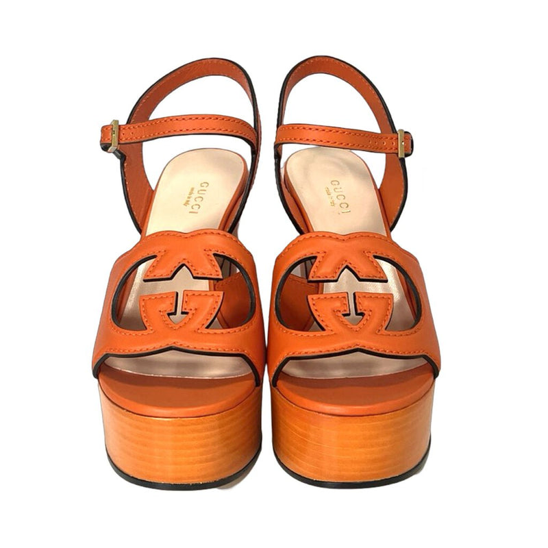 Gucci Orange "Interlocking G Sandal" - Size 37.5