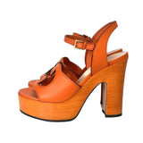 Gucci Orange "Interlocking G Sandal" - Size 37.5