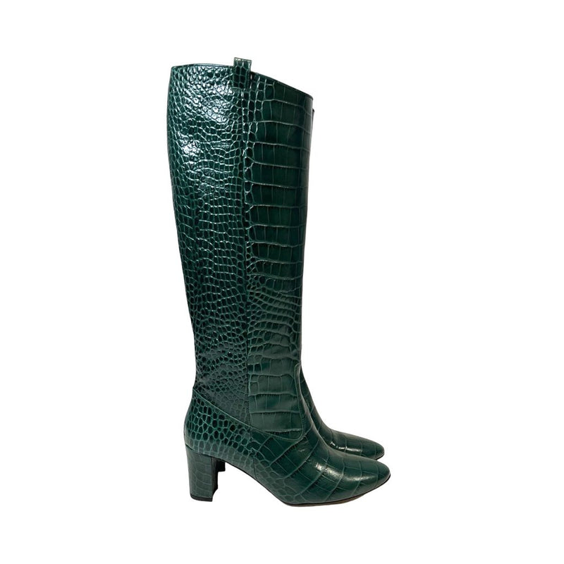 Veronica Beard "Abella Embossed Croc" Boots - Size 8