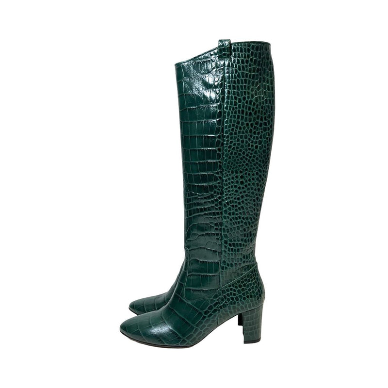 Veronica Beard "Abella Embossed Croc" Boots - Size 8