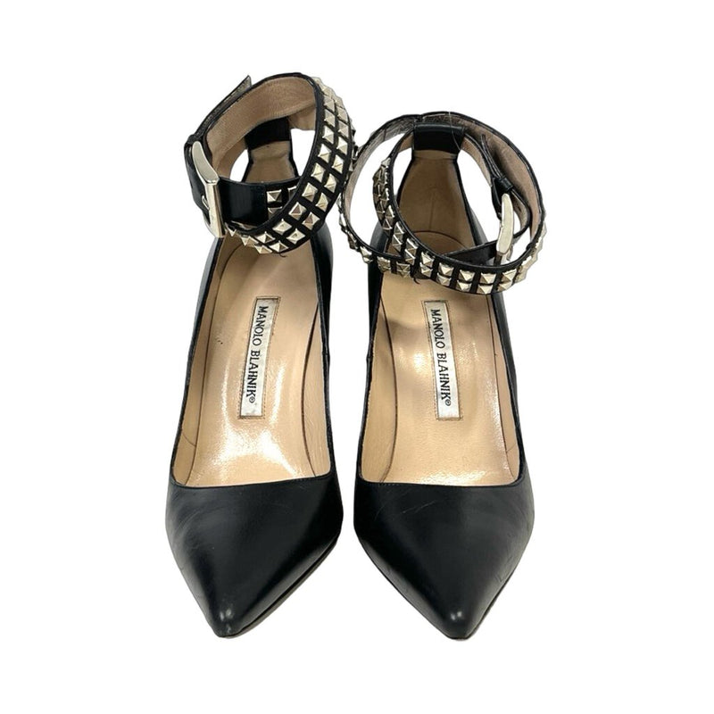 Manolo Blahnik Leather Studded Heels - Size 37.5