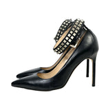 Manolo Blahnik Leather Studded Heels - Size 37.5