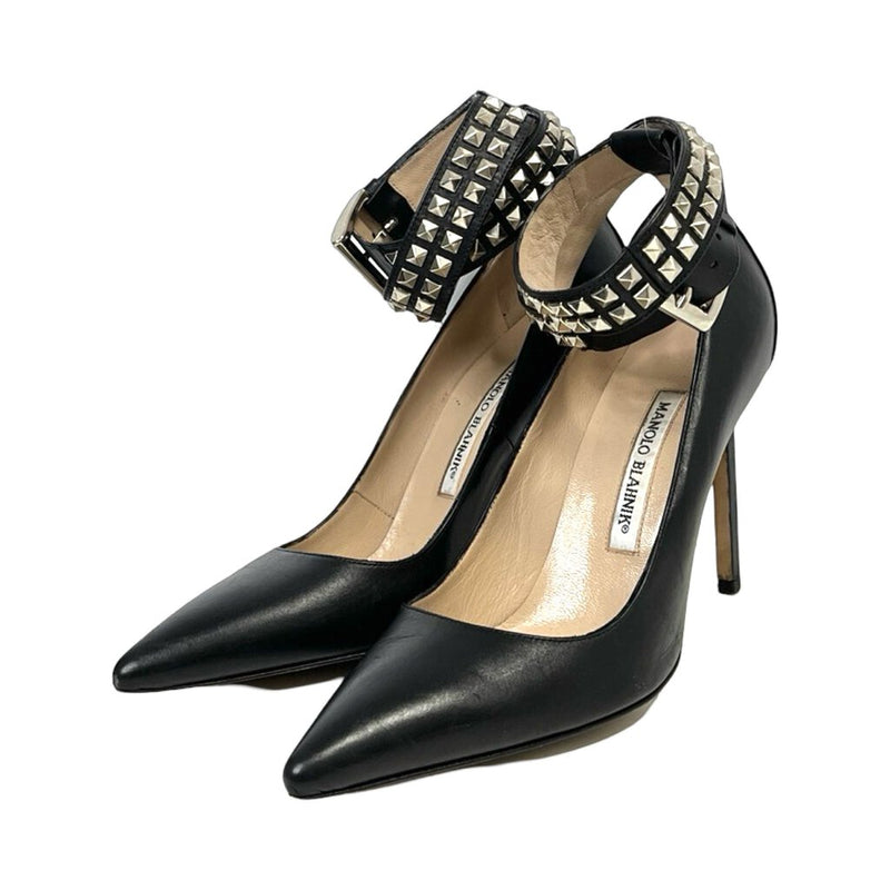 Manolo Blahnik Leather Studded Heels - Size 37.5