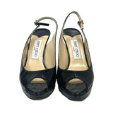 Jimmy Choo Patent Leather Peep-Toe Heels - Size 37
