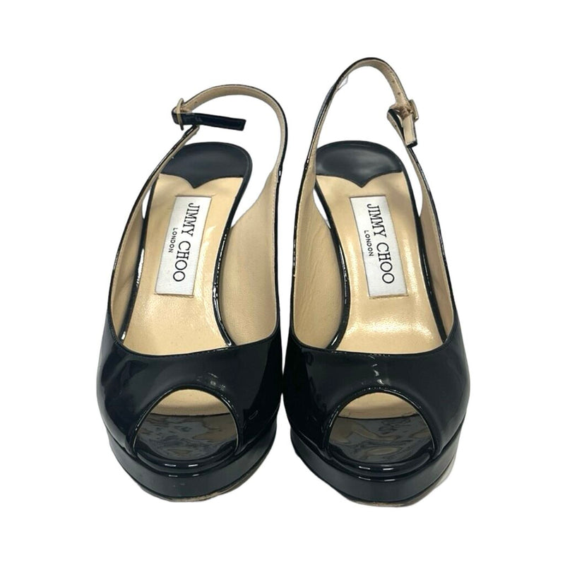 Jimmy Choo Patent Leather Peep-Toe Heels - Size 37