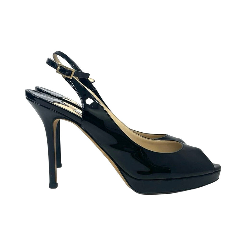Jimmy Choo Patent Leather Peep-Toe Heels - Size 37