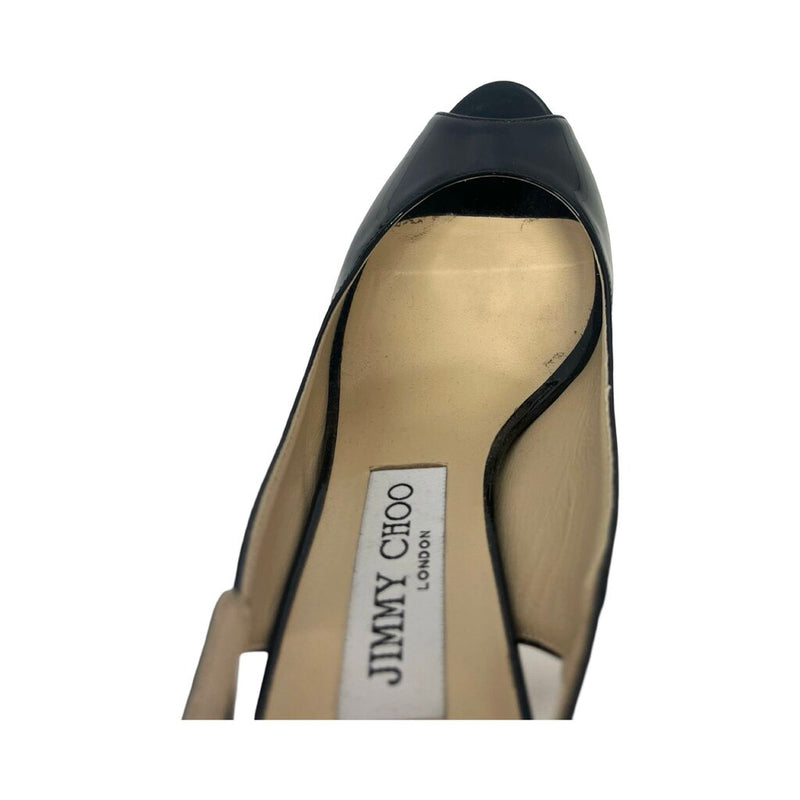Jimmy Choo Patent Leather Peep-Toe Heels - Size 37