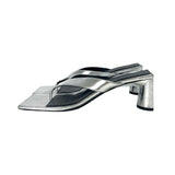 Balenciaga "Double Square Metallic Leather Thong Sandals" - Size 37.5