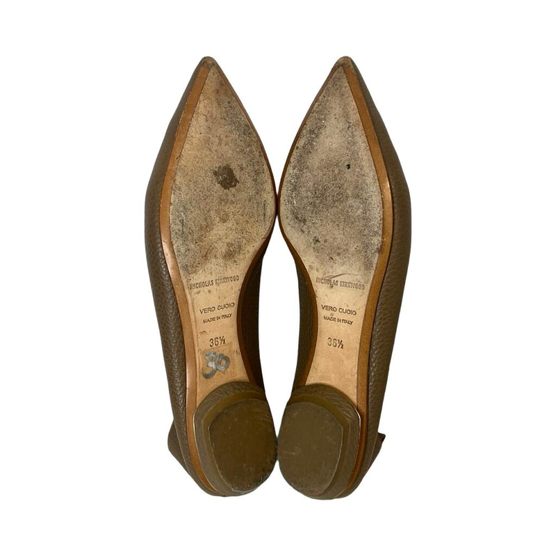 Nicholas Kirkwood Pebbled Leather Flats - Size 36.5